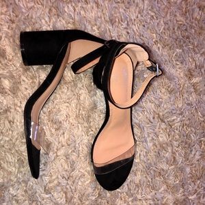 UO black suede low heel